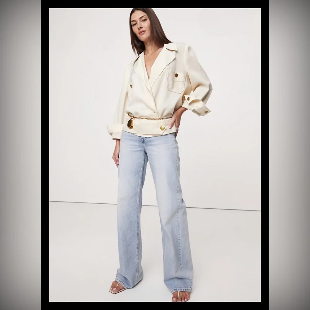 Vintage 90s CHANEL Boutique Linen Cargo Wrap Jacket